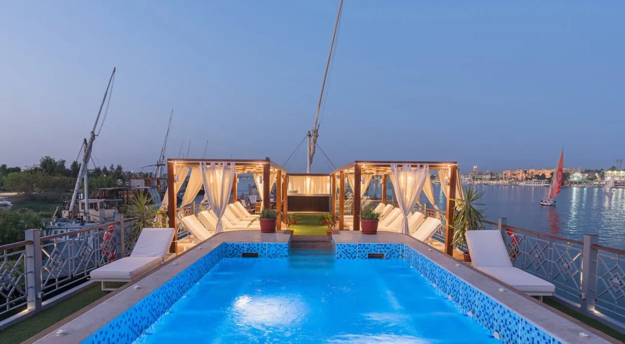 Pool area on Merit Dahabiya