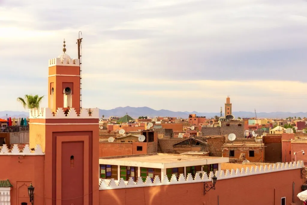 Minaret tower in the medina of Marrakech