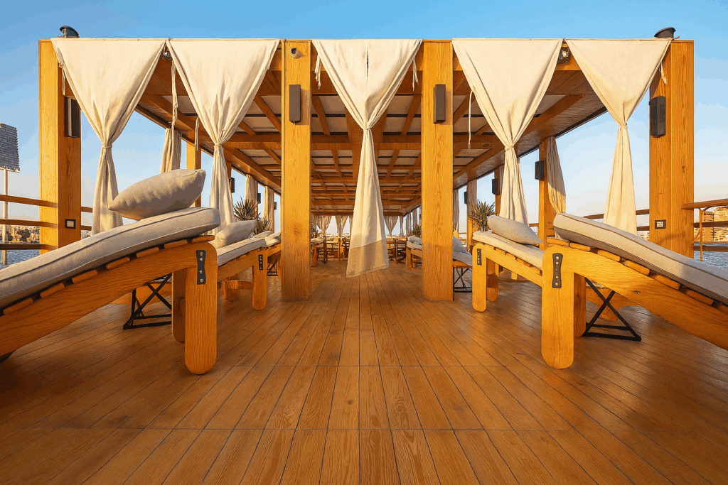 Sun deck of a traditional dahabiya Nile sailing boat