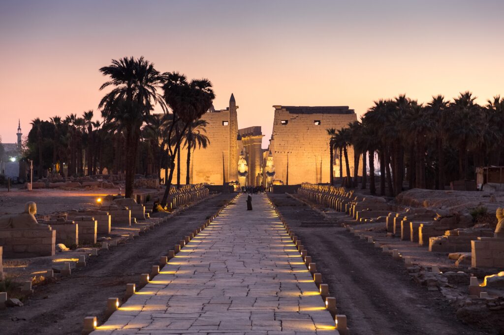 The Avenue of Sphinxes leading to Luxor Temple