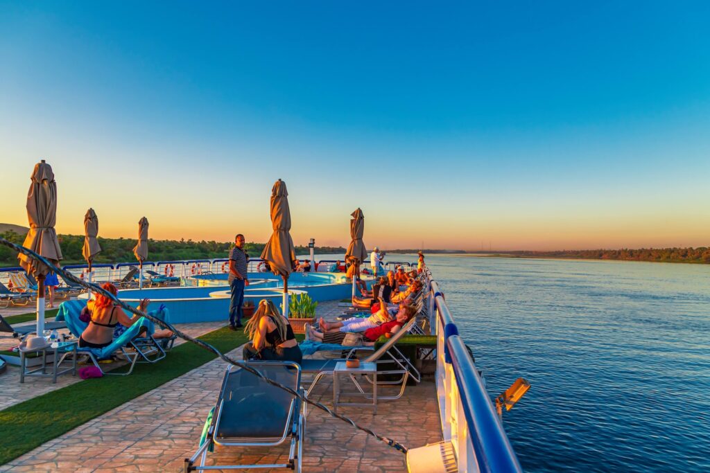 Group of travelers enjoying a Nile cruise experience