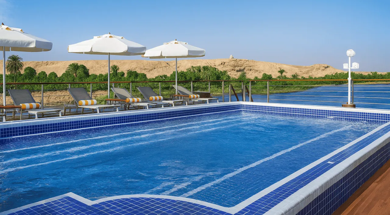Elegant pool area on Oberoi Philae