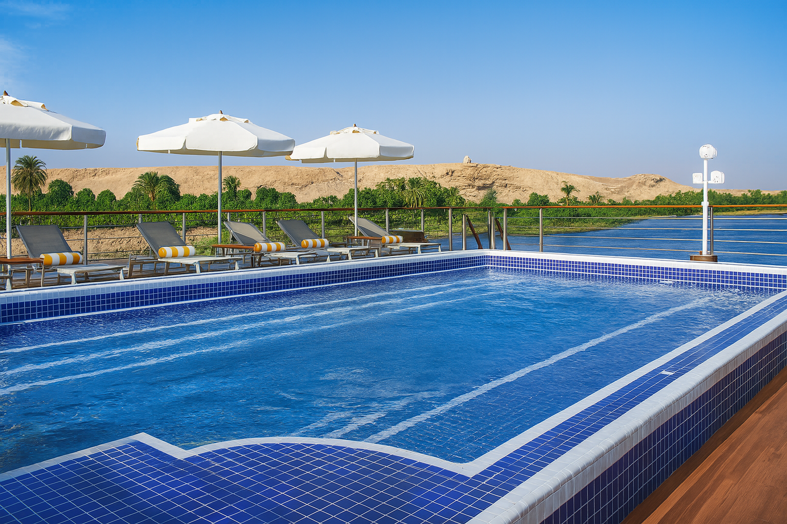 Elegant pool area on Oberoi Philae
