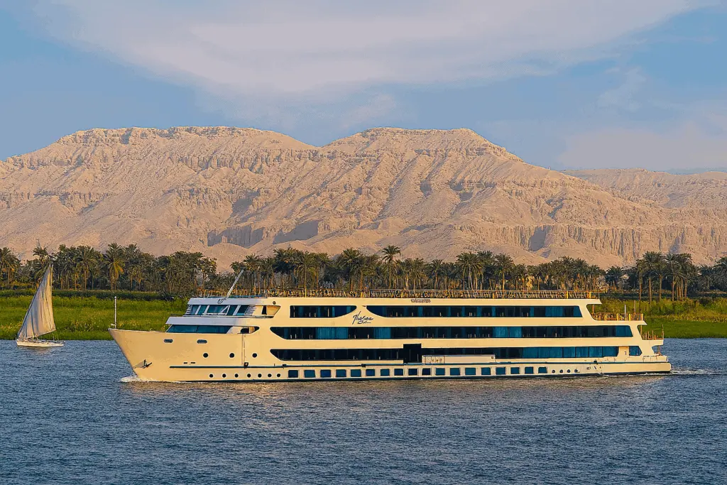 River cruise ship sailing along the Nile
