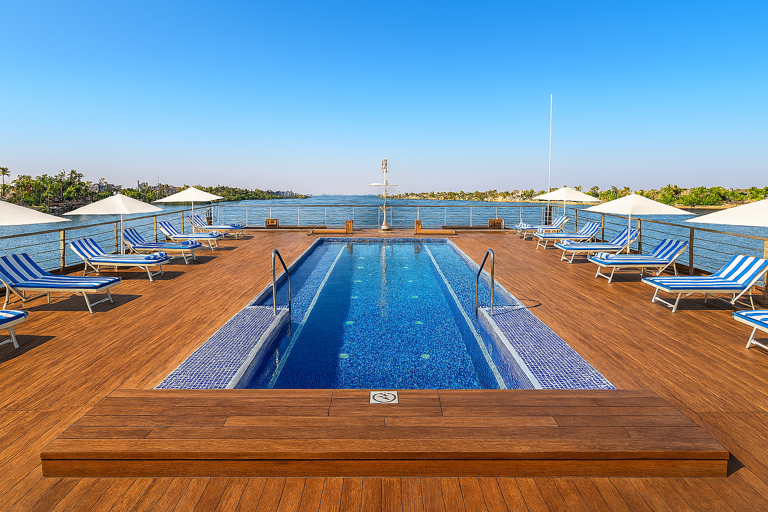 Área da piscina no Oberoi Zahra