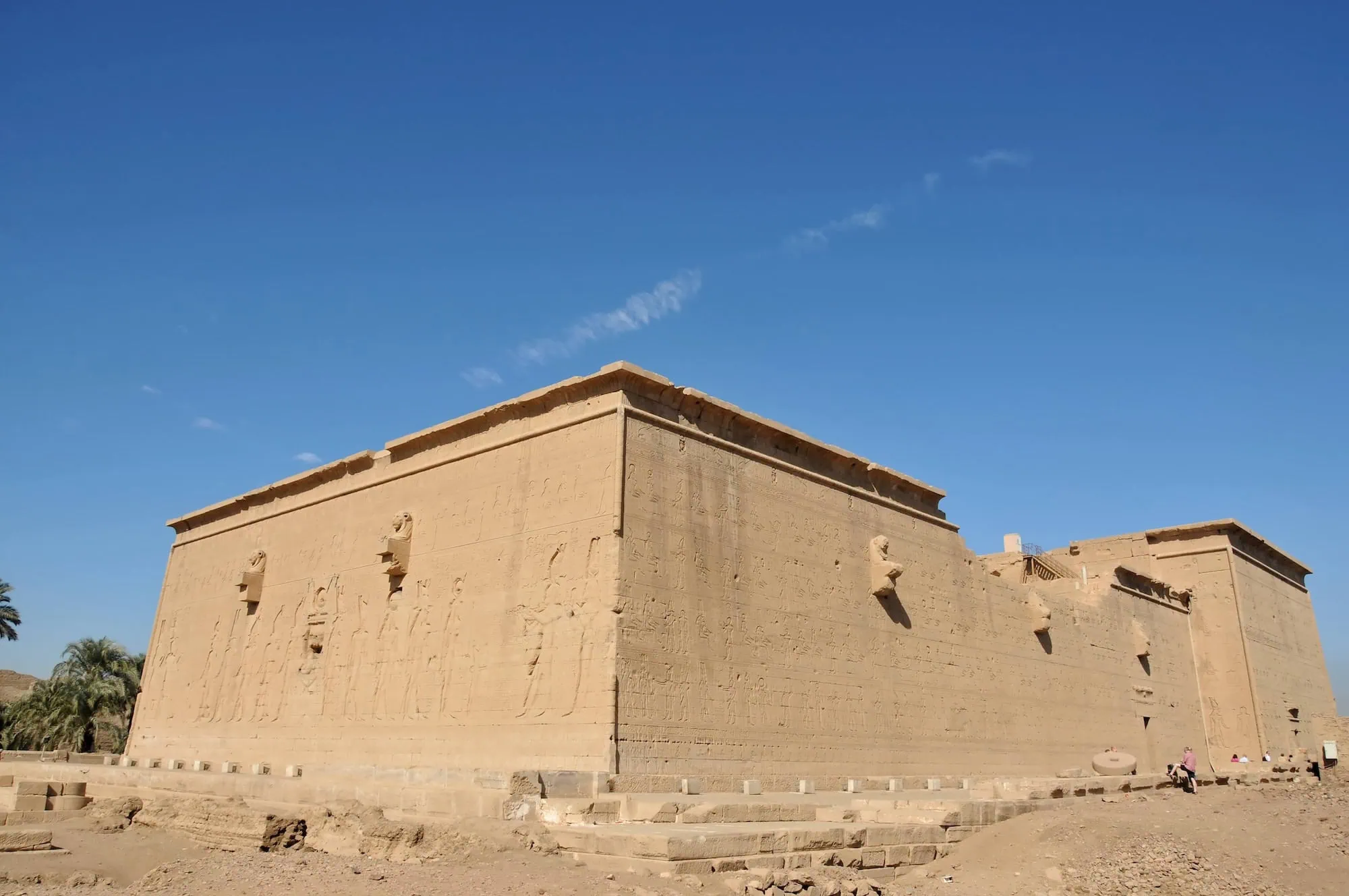 Ancient Temple of Horus at Edfu showing hieroglyphic carvings on sandstone walls