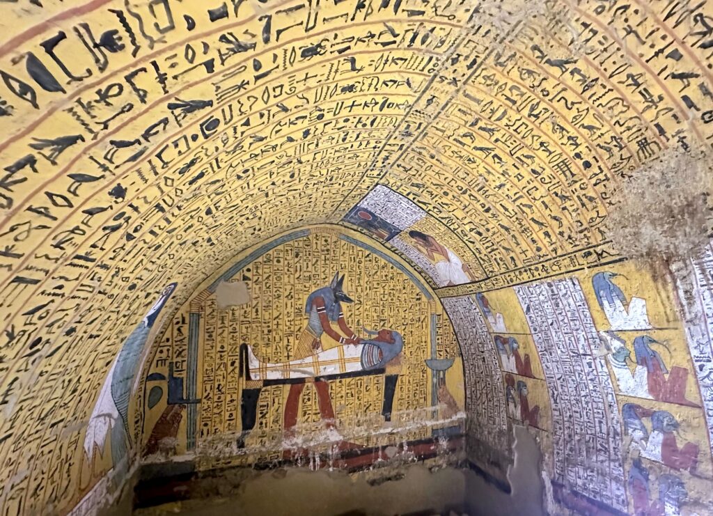 Painted wall scenes inside the Tomb of Inherkhau, Deir El-Medina