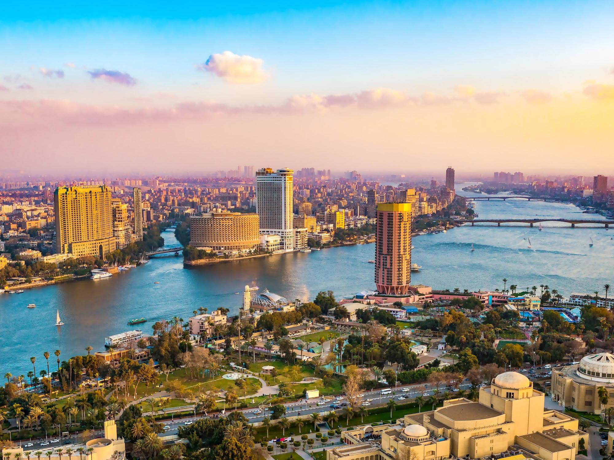 Panorama of Cairo cityscape taken during the sunset from the famous Cairo tower Cairo Egypt 2