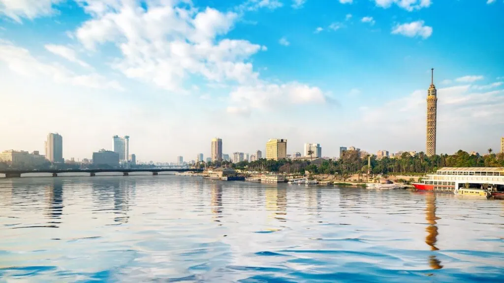 Nile River with daytime view and Cairo skyline