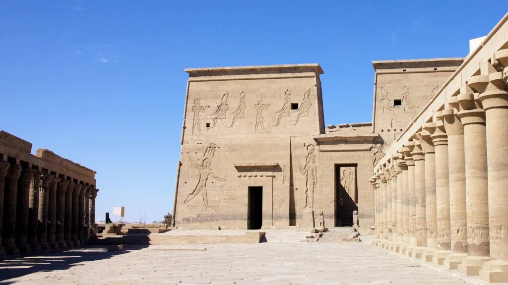 Philae Temple. It is dedicated to the goddess Isis and the god Osiris