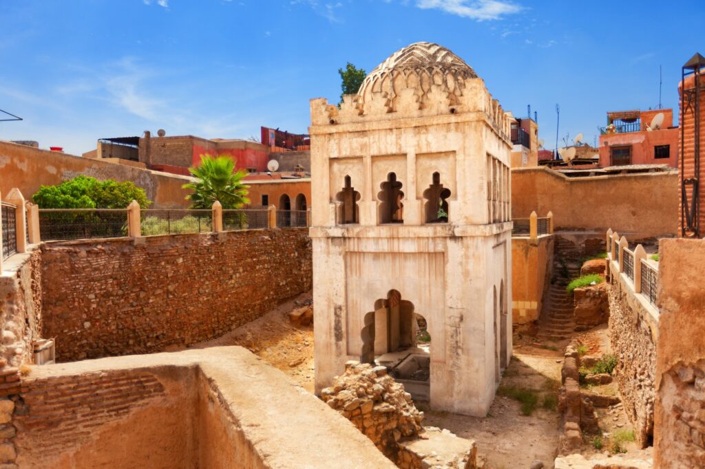Qoubba Almoravide founded in 1064 in Marrakech Morocco. It was the center of ablution for believers going to the mosque 1