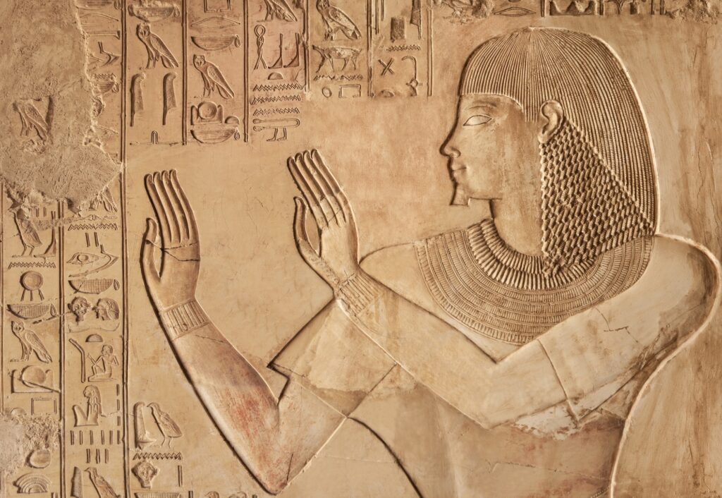 Relief depicting the Royal Scribe in his tomb at the Valley of the Nobles, Luxor