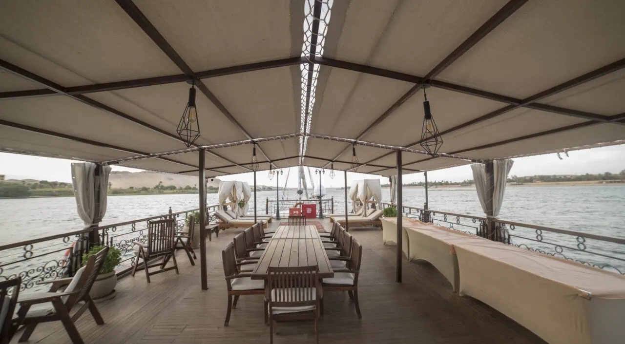 Upper deck view of Sonesta Amirat on the Nile