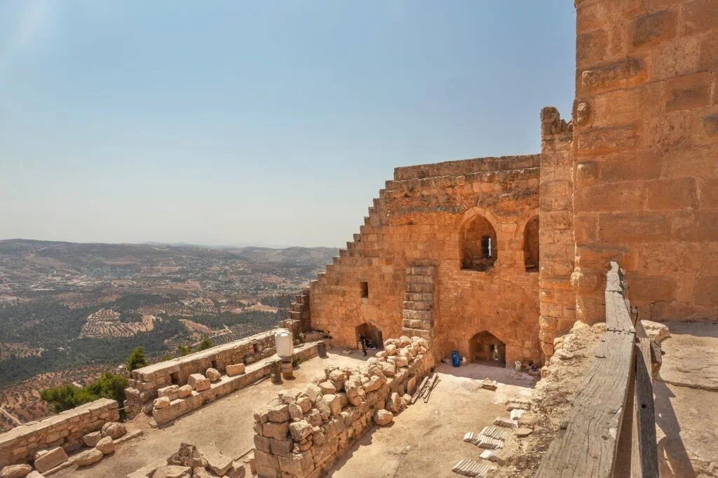Ruins in interior of Ajloun Castle, 12th-century Muslim castle, Jordan