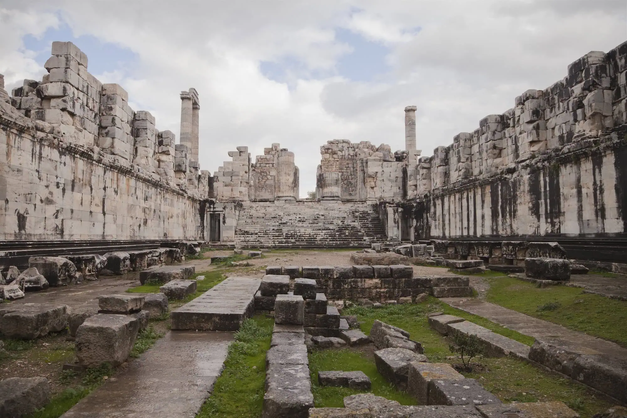Ancient stone columns and ruins of the Temple of Apollo at Didyma