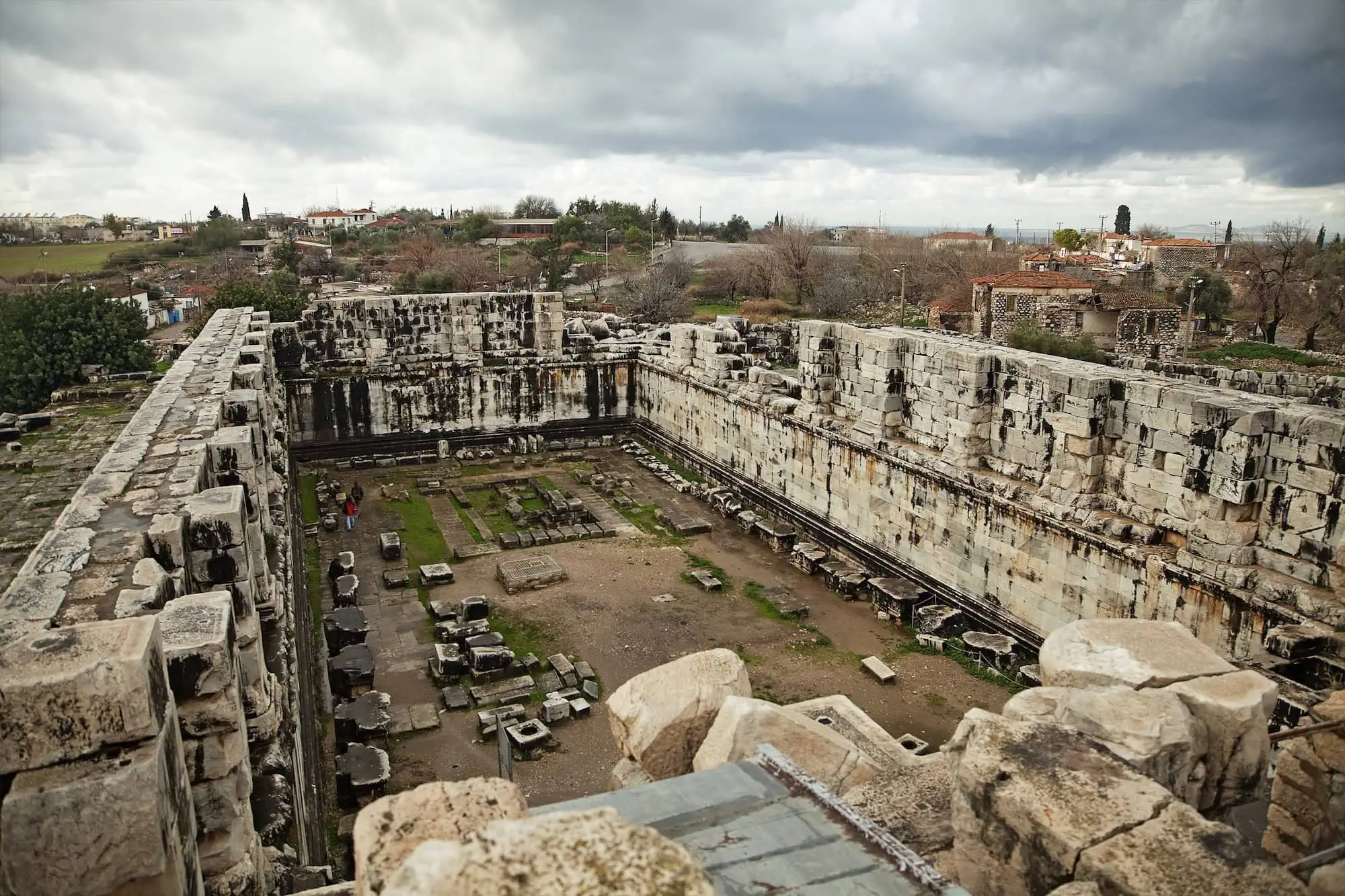 Ancient ruins of Temple of Apollo at Didyma showing stone walls and columns