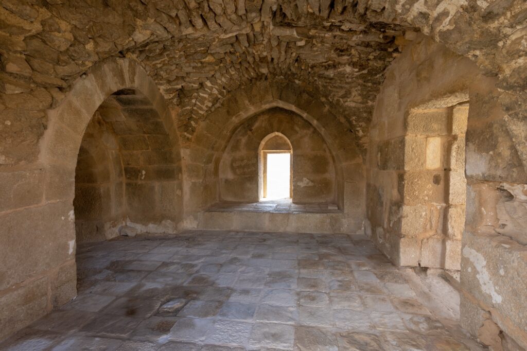 Ruins of crusaders castle Montreal Shoubak or Shobak or Shawbak. Interior