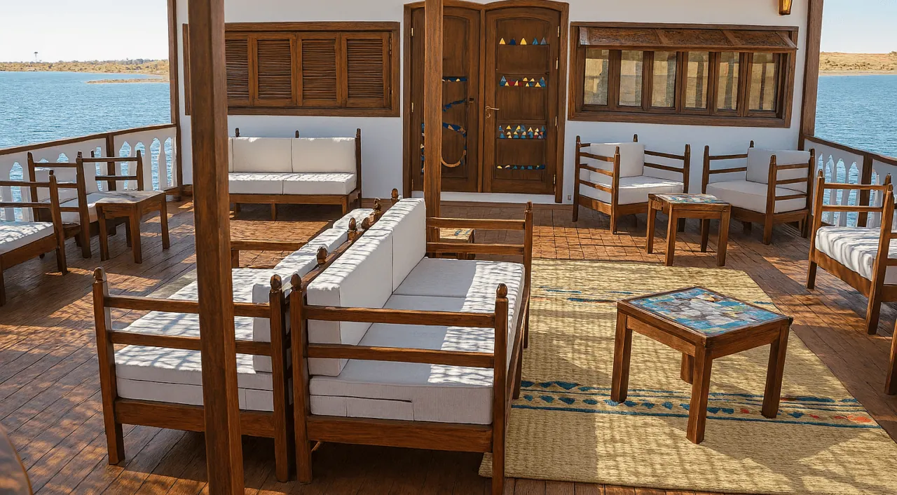 Relaxing deck area on Sai Dahabiya Nile Cruise