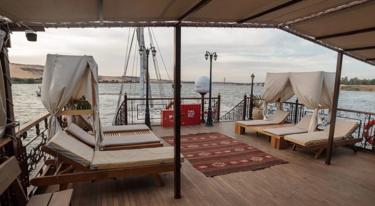 Relaxation deck on Sonesta Amirat with sun loungers