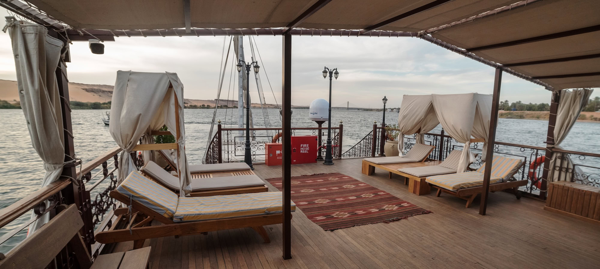 Relaxation deck on Sonesta Amirat with sun loungers