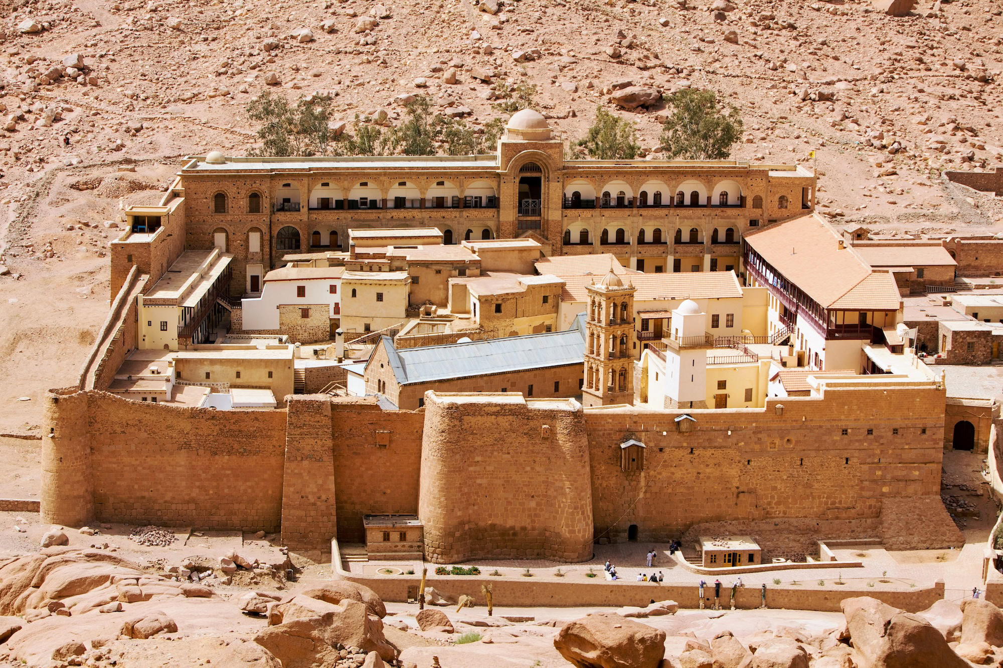 Saint Catherine's Monastery in Egypt, a 6th-century UNESCO World Heritage site with fortress walls and ancient buildings