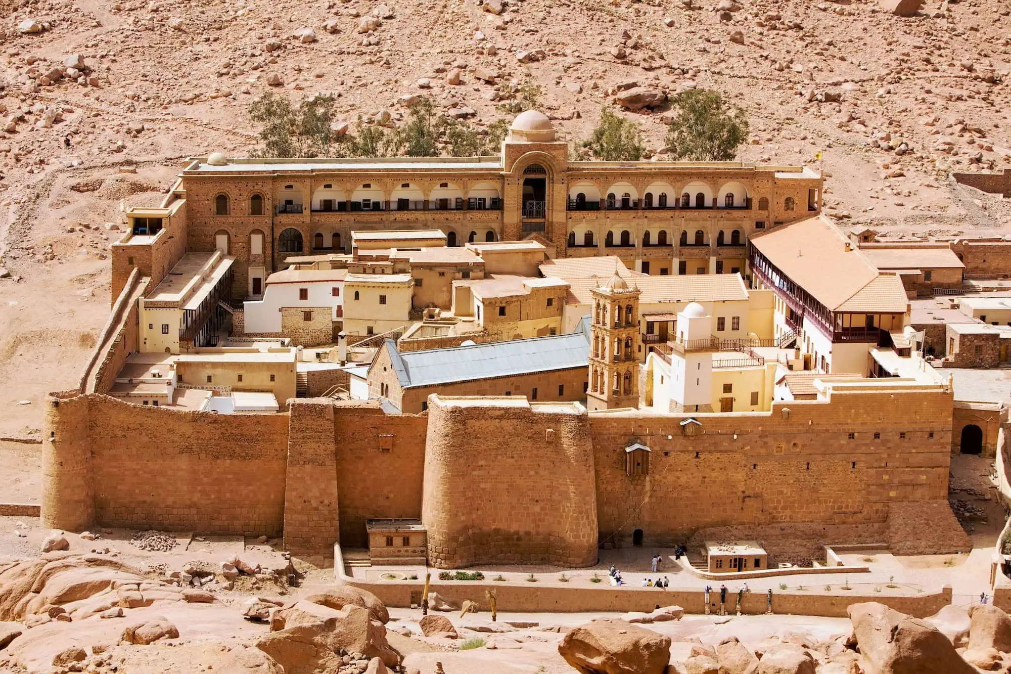 Saint Catherine's Monastery in Egypt, a 6th-century UNESCO World Heritage site with fortress walls and ancient buildings