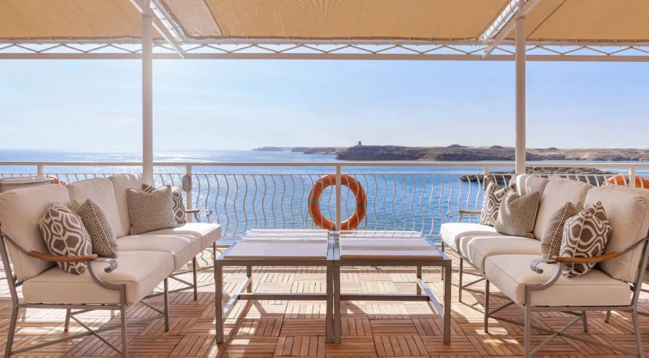 Elegant restaurant on MS Steigenberger Omar El Khayam with Nile view