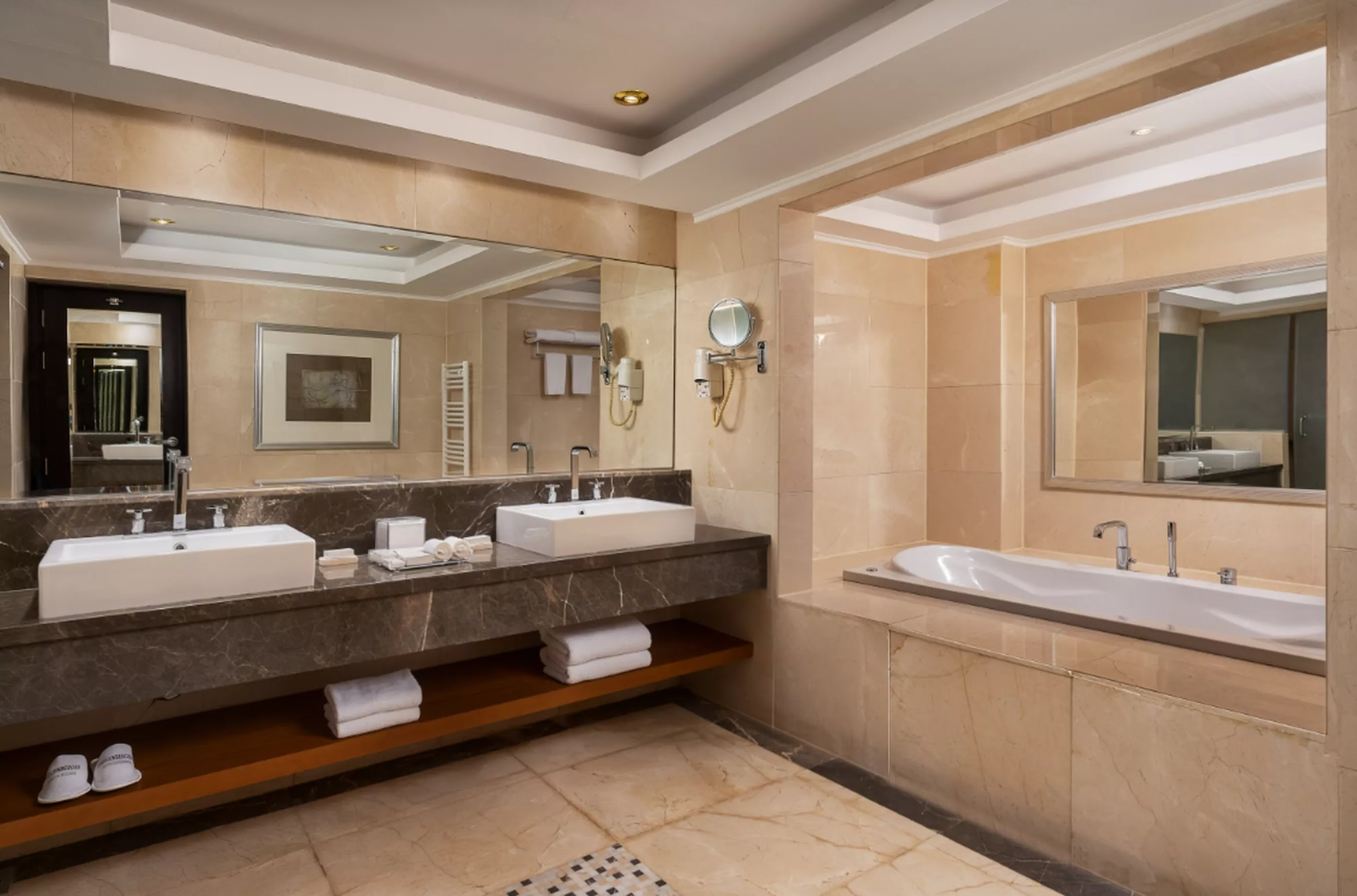 Luxury bathroom on MS Steigenberger Omar El Khayam with marble finishes