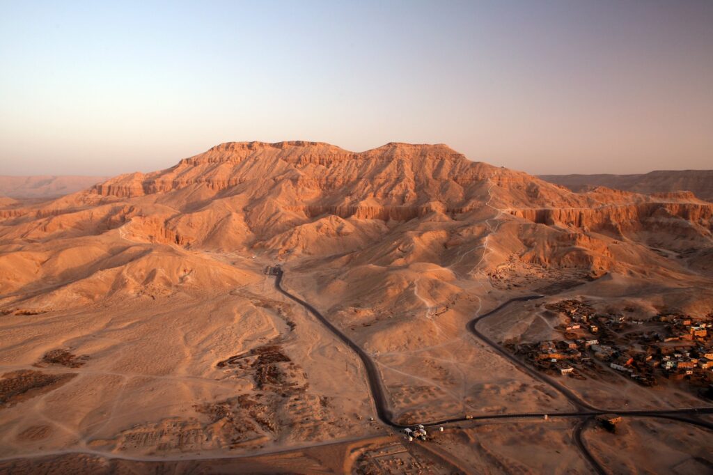 Dawn light over the Valley of the Kings