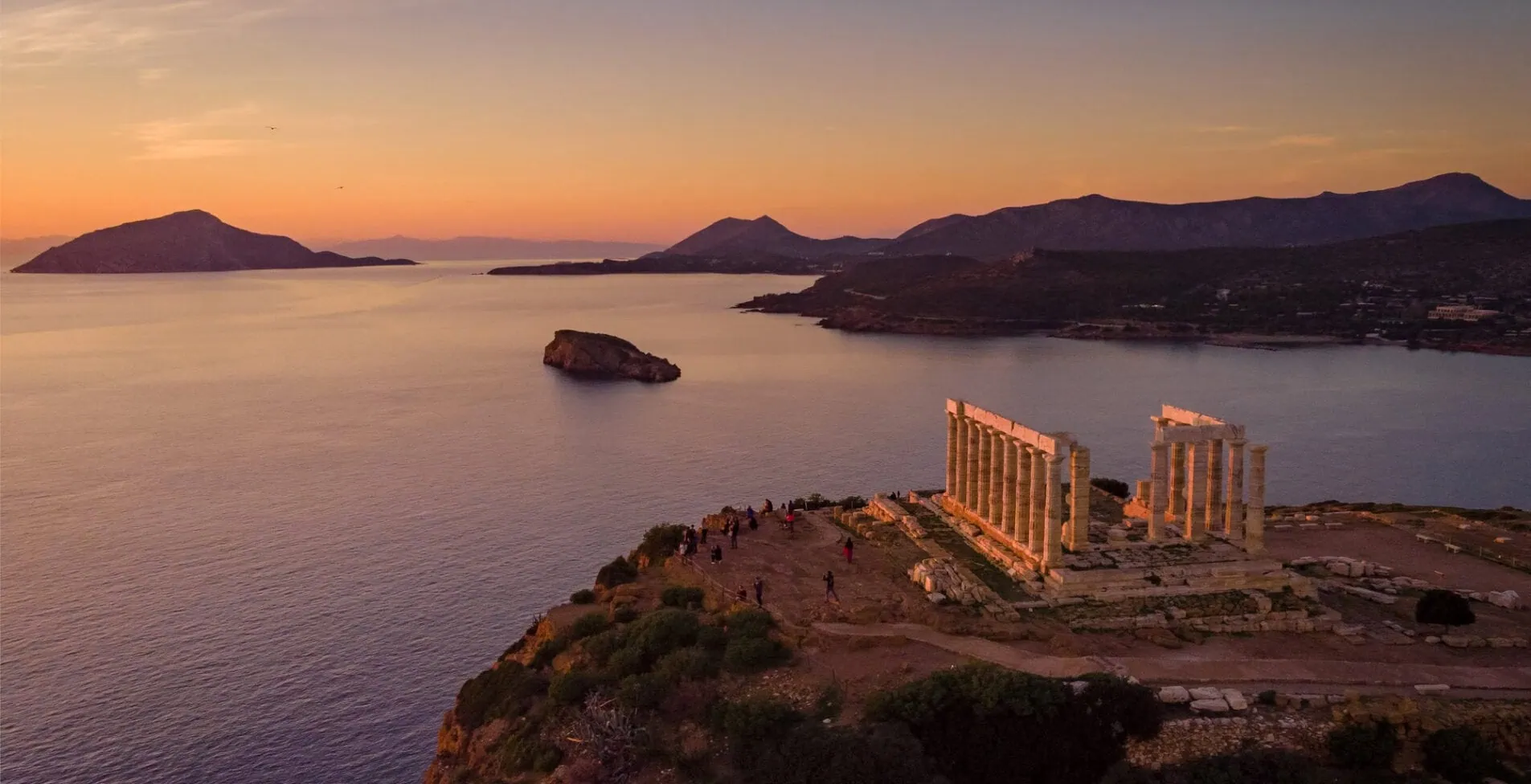 Sunset over the Temple of Poseidon at Cape Sounio Greece 1905x976 crop 48 51