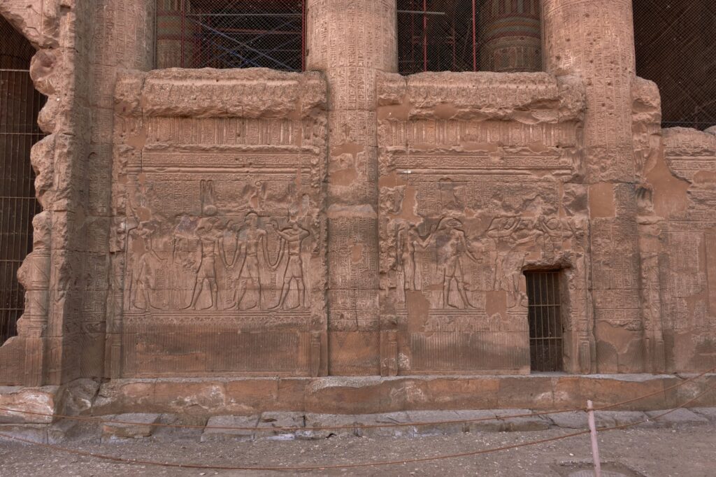 Temple of Khnum Ancient temple including an excavated Roman hall with many columns colorful carved hieroglyphics Esan City Luxor