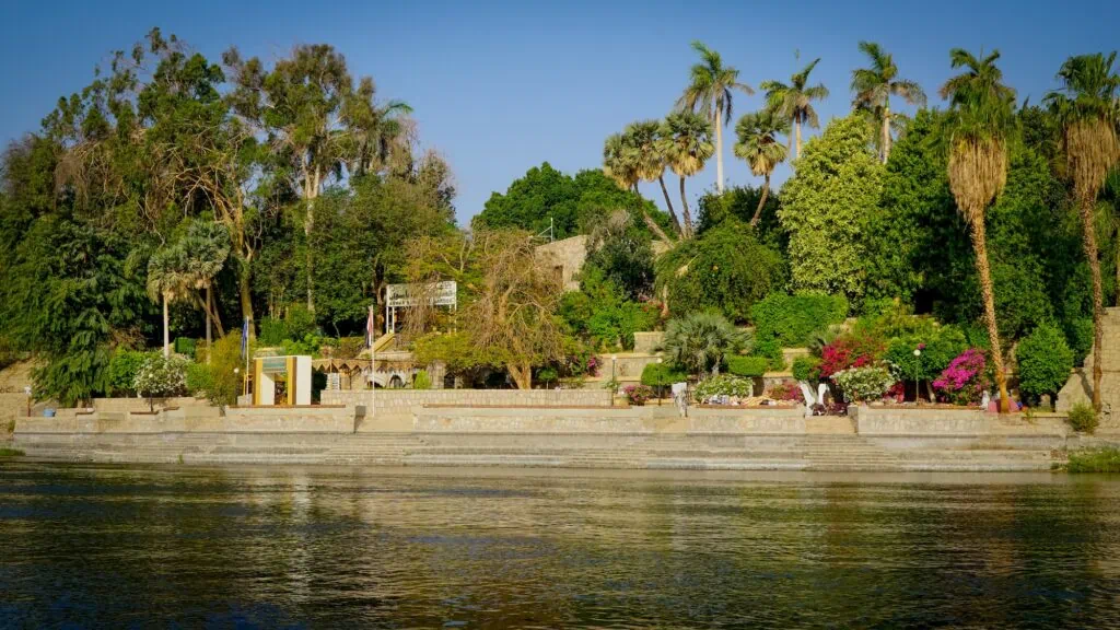 Lush greenery of Aswan Botanical Garden on Kitchener’s Island in the Nile