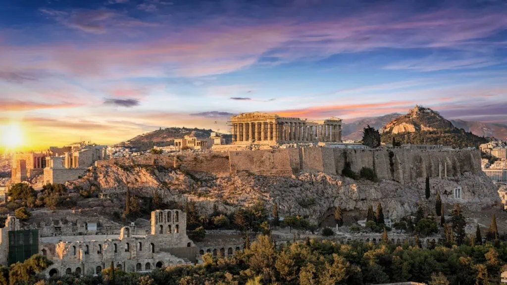 The Parthenon on the Acropolis of Athens, a 5th-century-BC Doric temple to the goddess Athena, the centrepiece of a Greece add-on paired with Egypt on a longer multi-country itinerary.