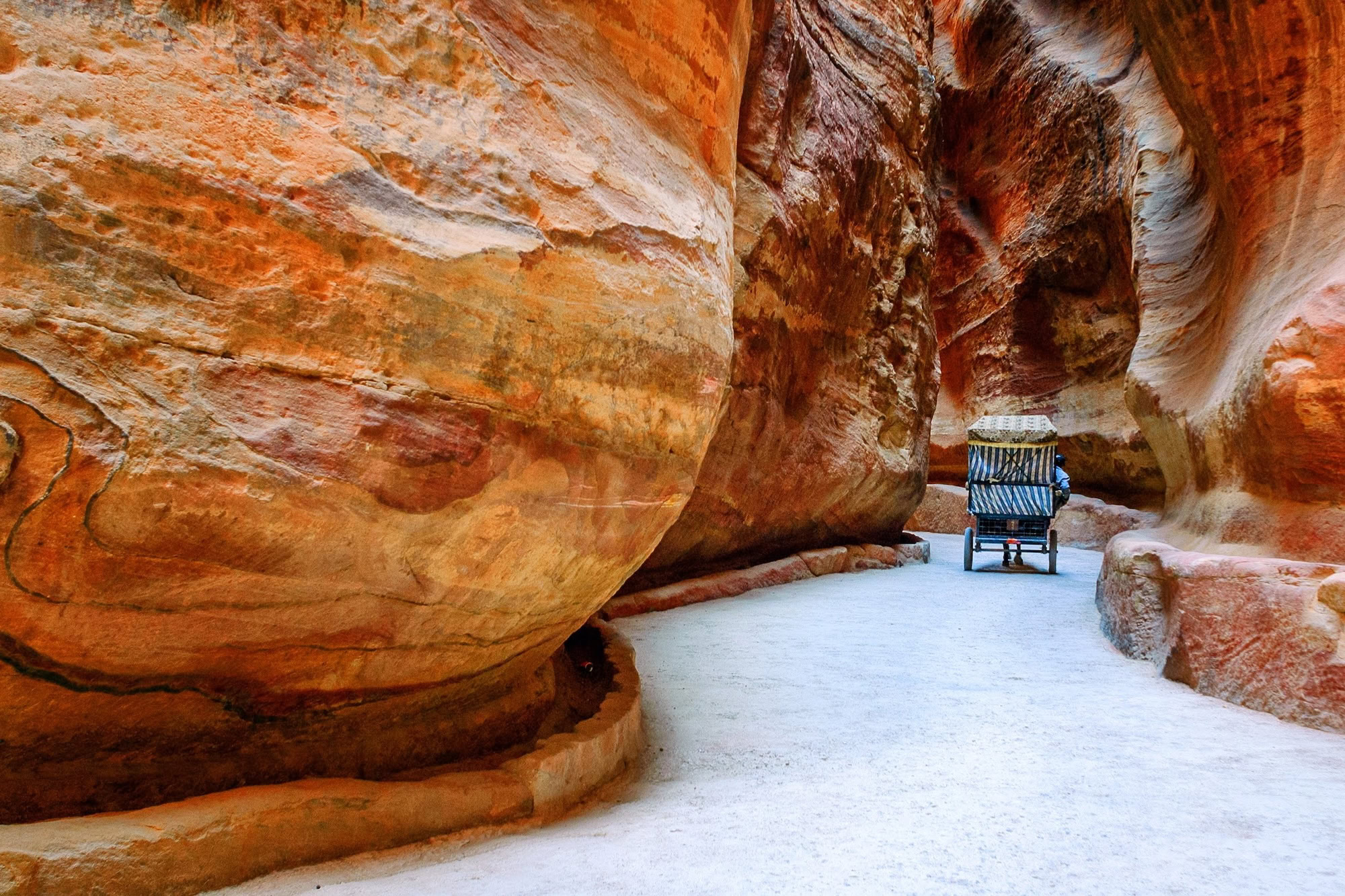 The Siq, a narrow stone passage in Petra, Jordan