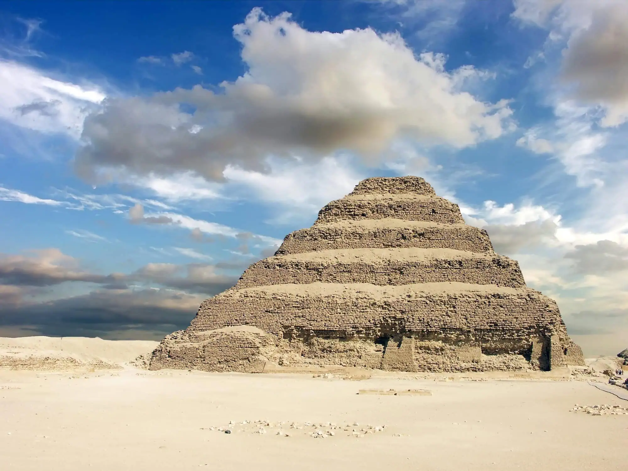 The ancient Step Pyramid of Djoser at Saqqara, Egypt's first monumental stone building