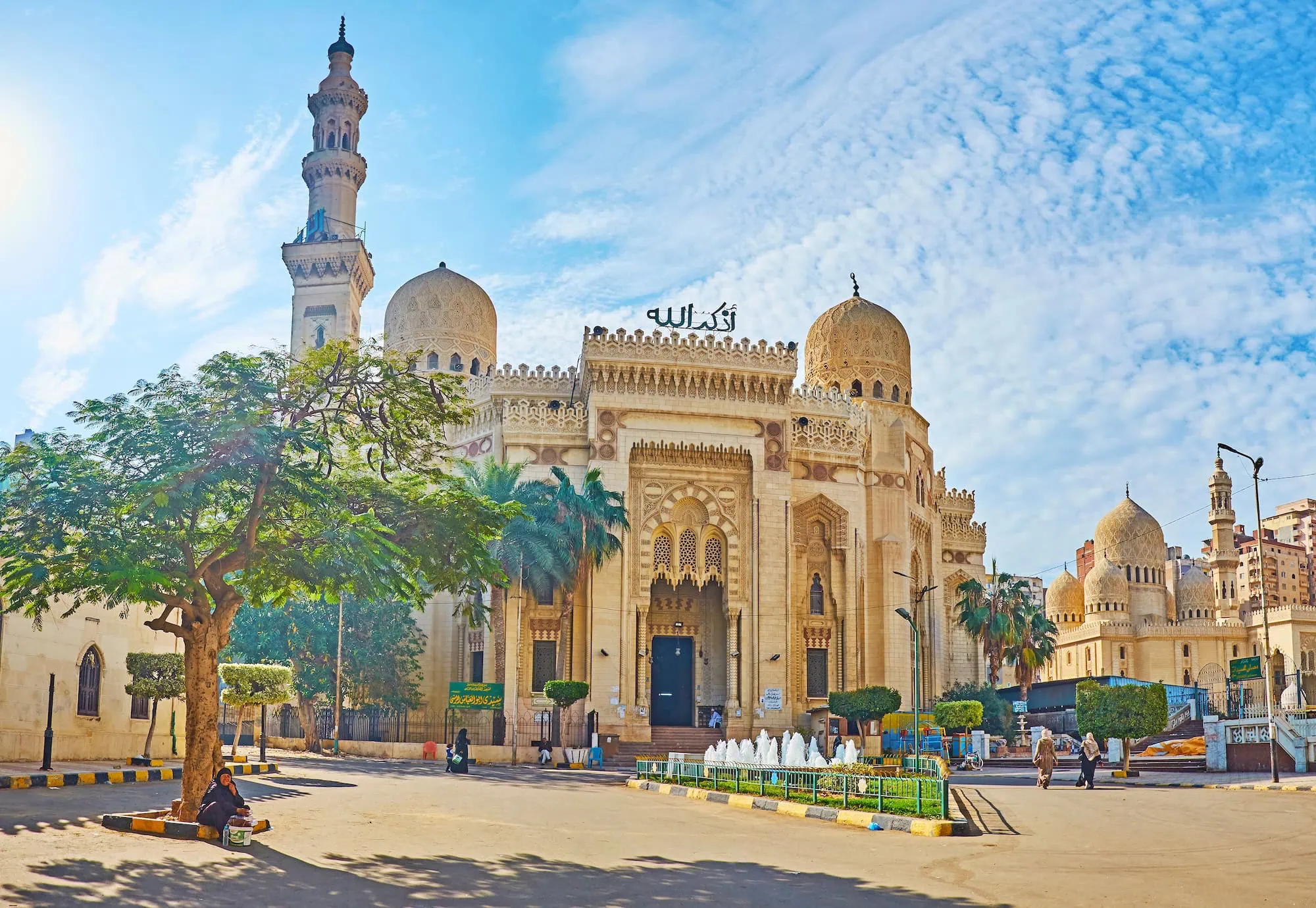 Abu al-Abbas al-Mursi Mosque with white dome and minaret in Alexandria