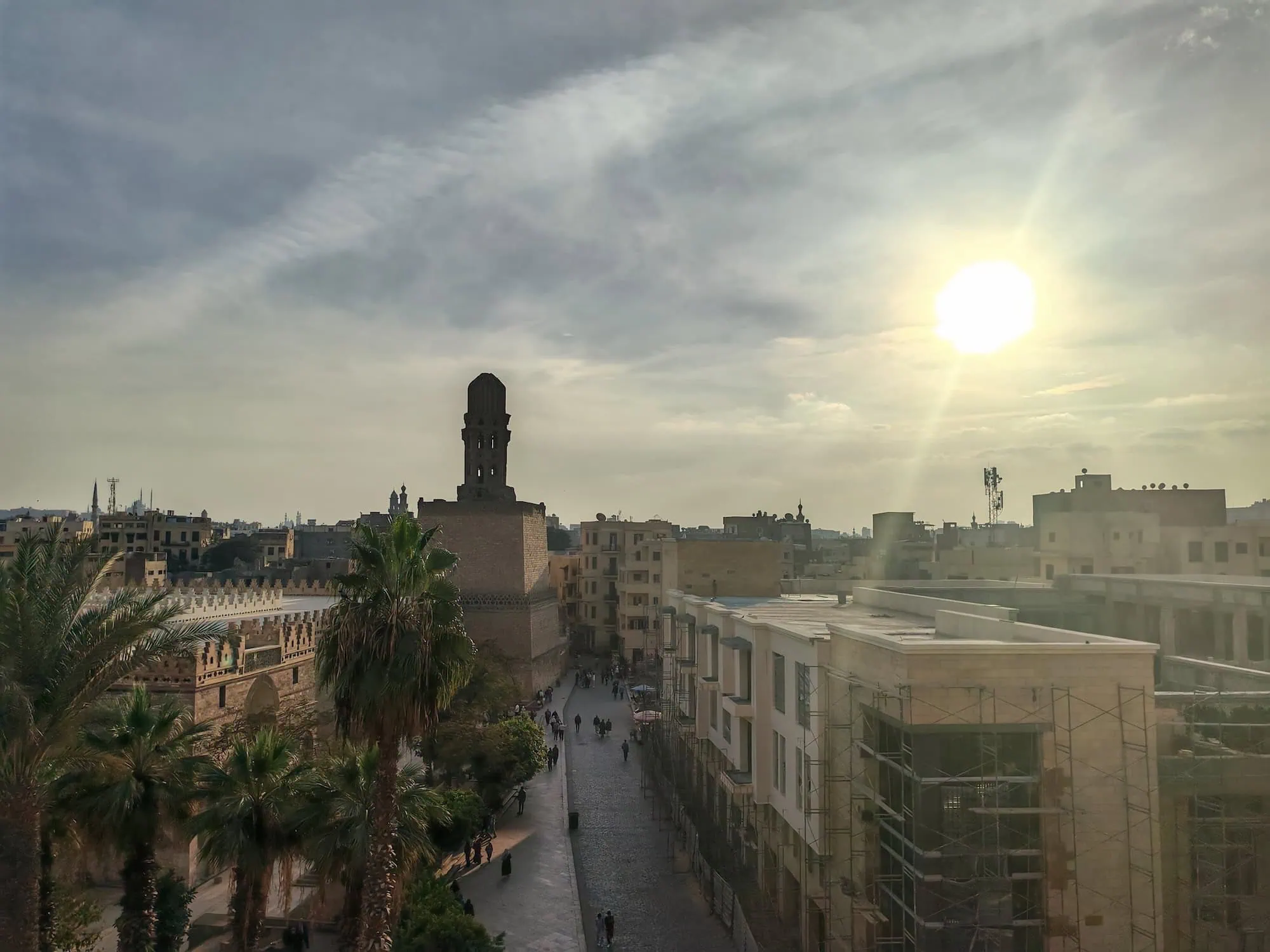 Ibn Tulun Mosque in Cairo with minaret, courtyard, and Islamic architectural details
