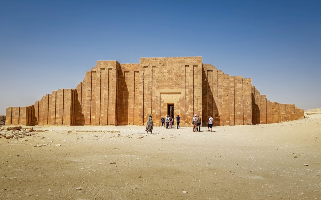 Historic ruins of the Step Pyramid complex in Saqqara