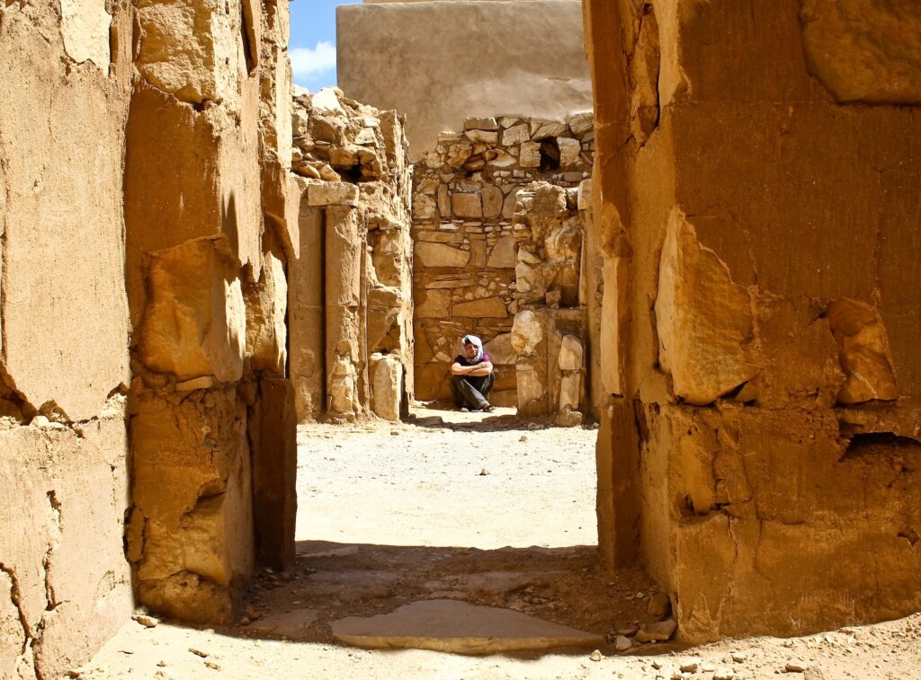 Tourist in Qasr al Kharanah Jordan