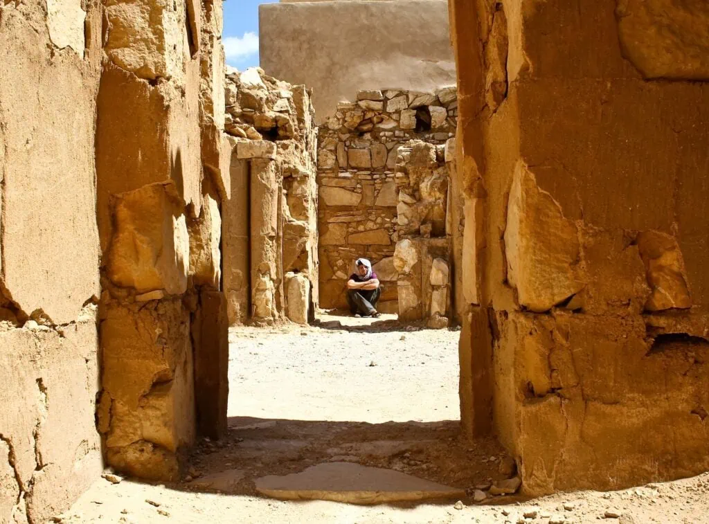 Tourist in Qasr al Kharanah Jordan
