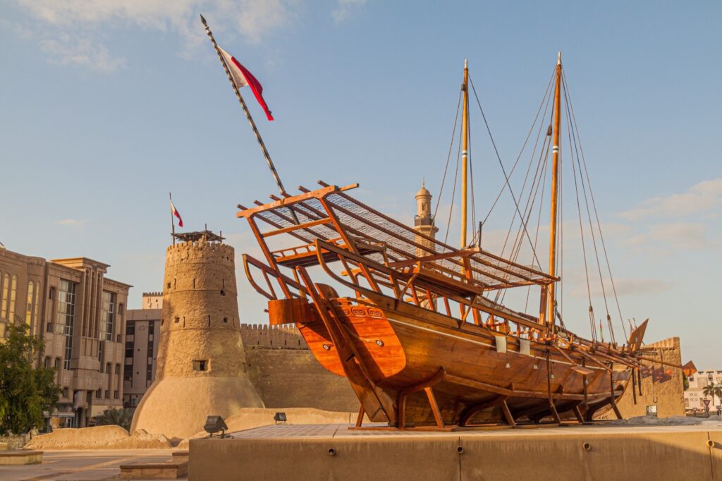 Traditional boat in the Al Fahidi Fort in Dubai