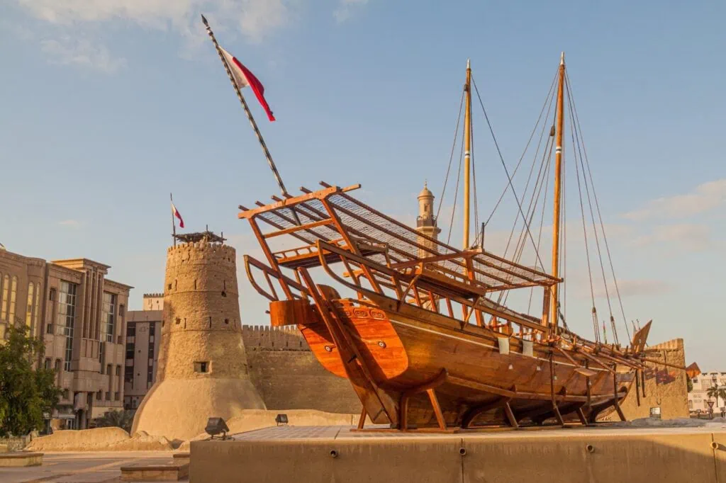 Traditional boat in the Al Fahidi Fort in Dubai