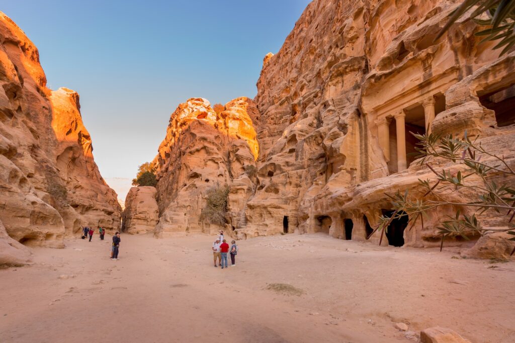 Triclinium and road view at Little Petra Siq al Barid