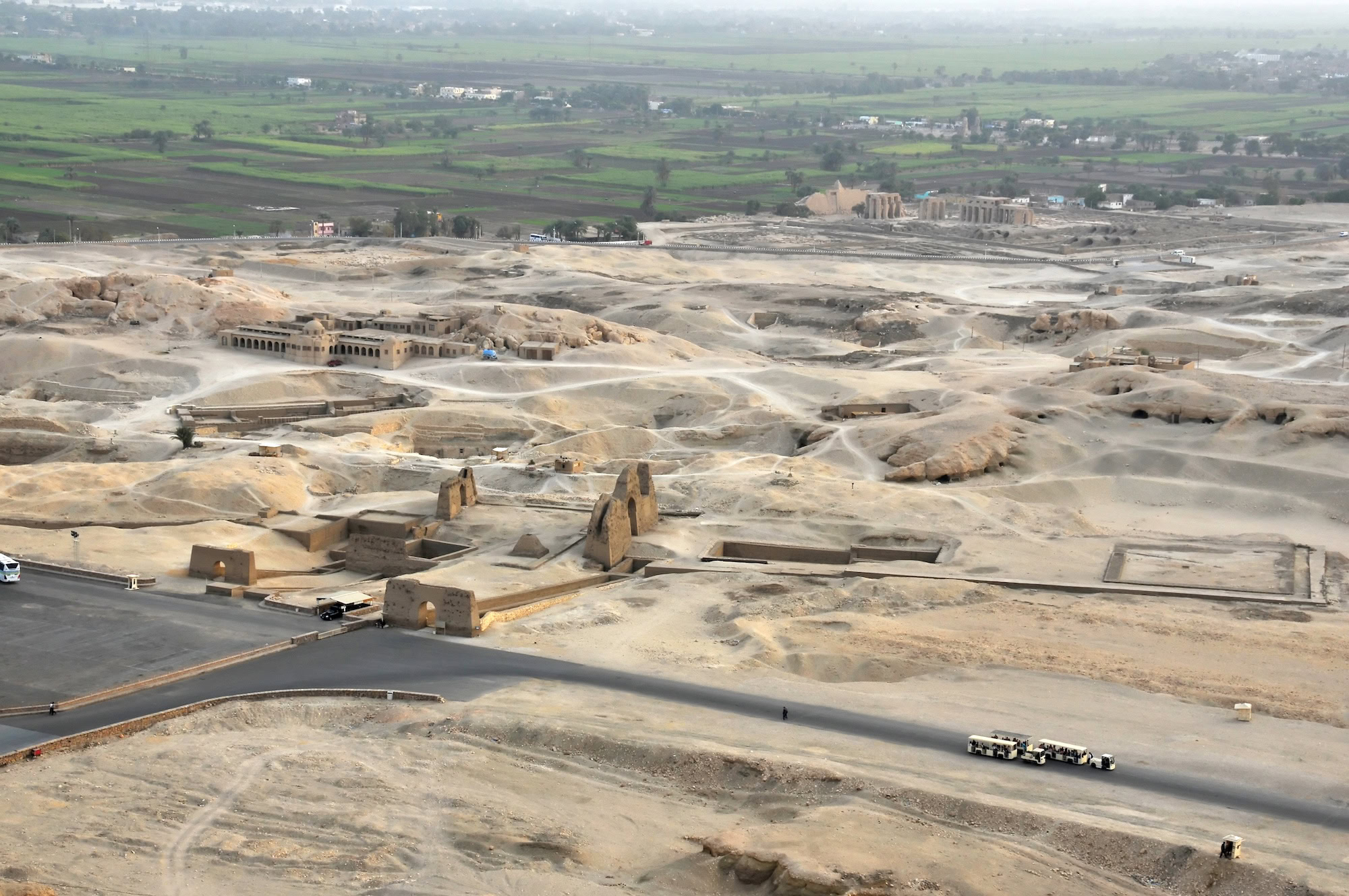 Desert landscape with archaeological sites in Egypt's Valley of the Kings