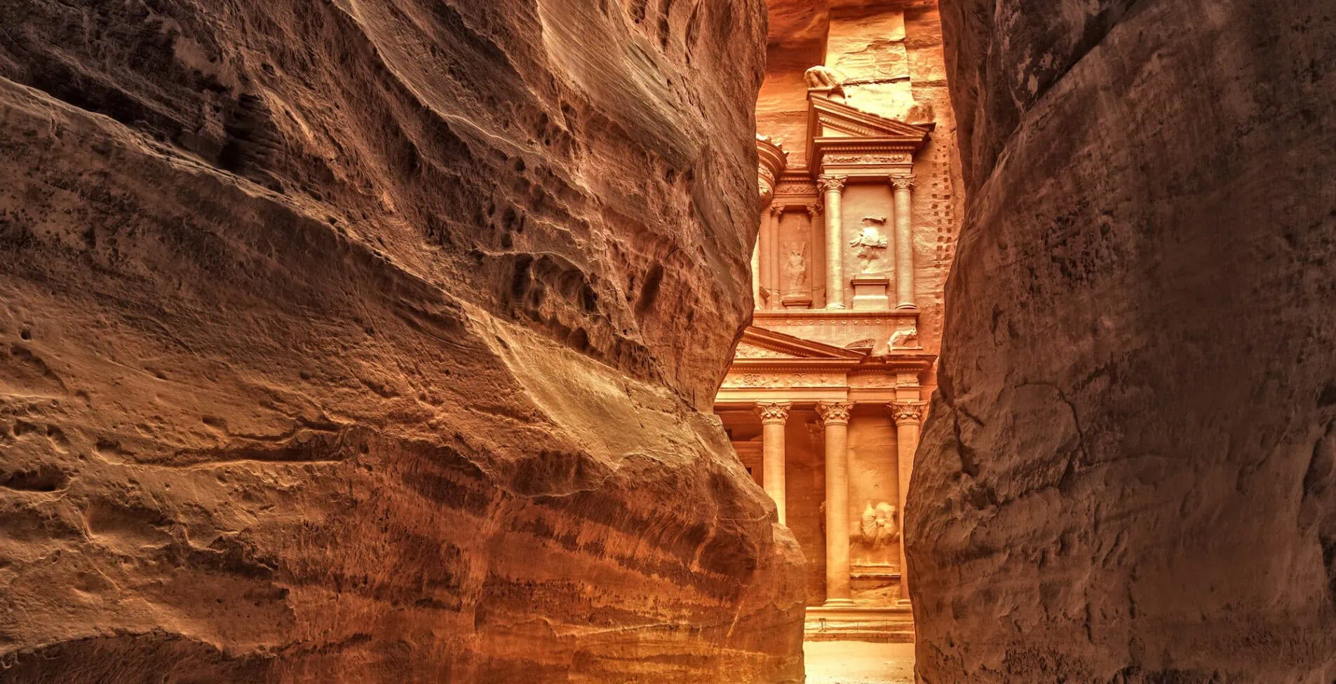 View from Siq on entrance of City of Petra Jordan 1905x976 crop 56 81