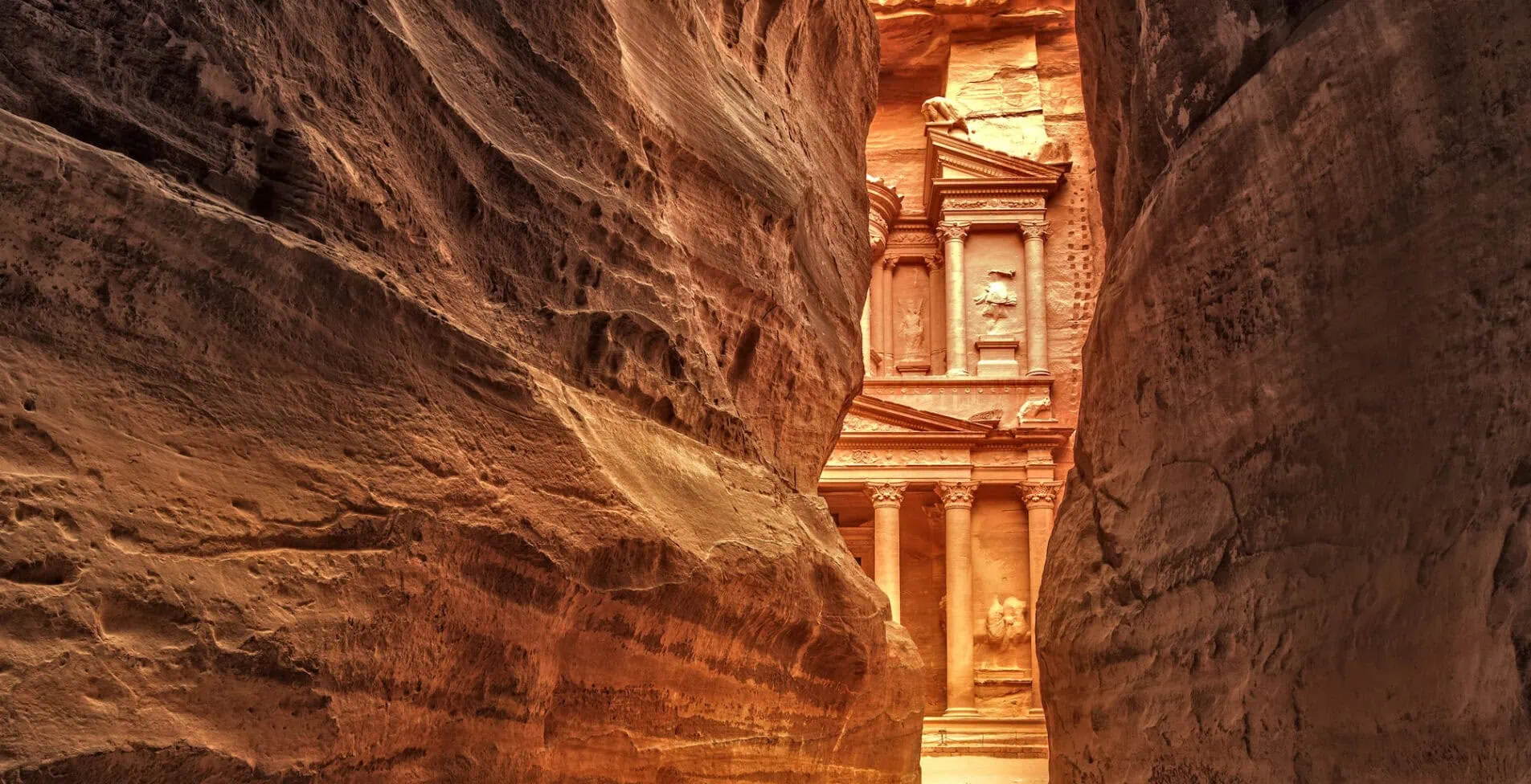 View from Siq on entrance of City of Petra Jordan