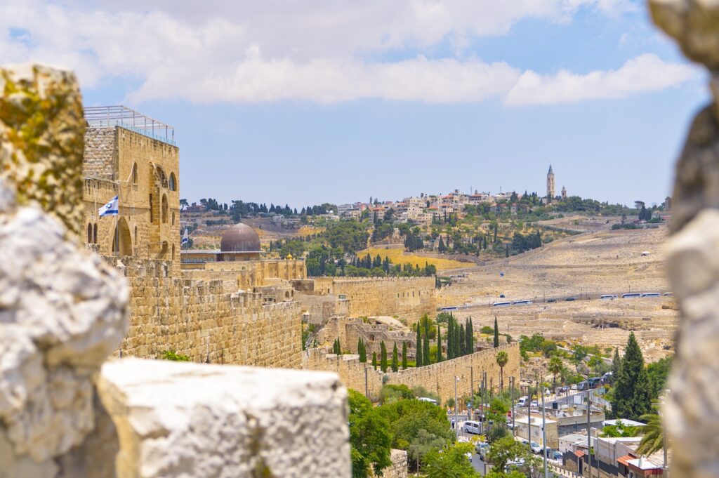 View of Jerusalem and the Old City walls, Israel