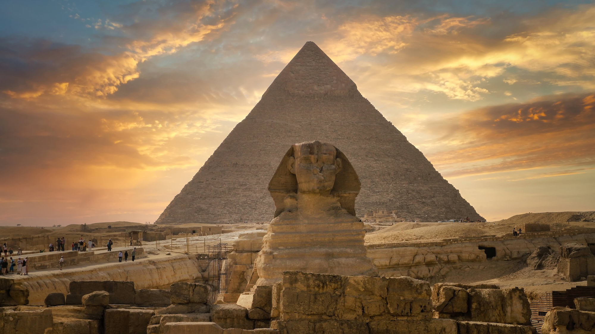 View of the Giza Plateau from nearby cafe