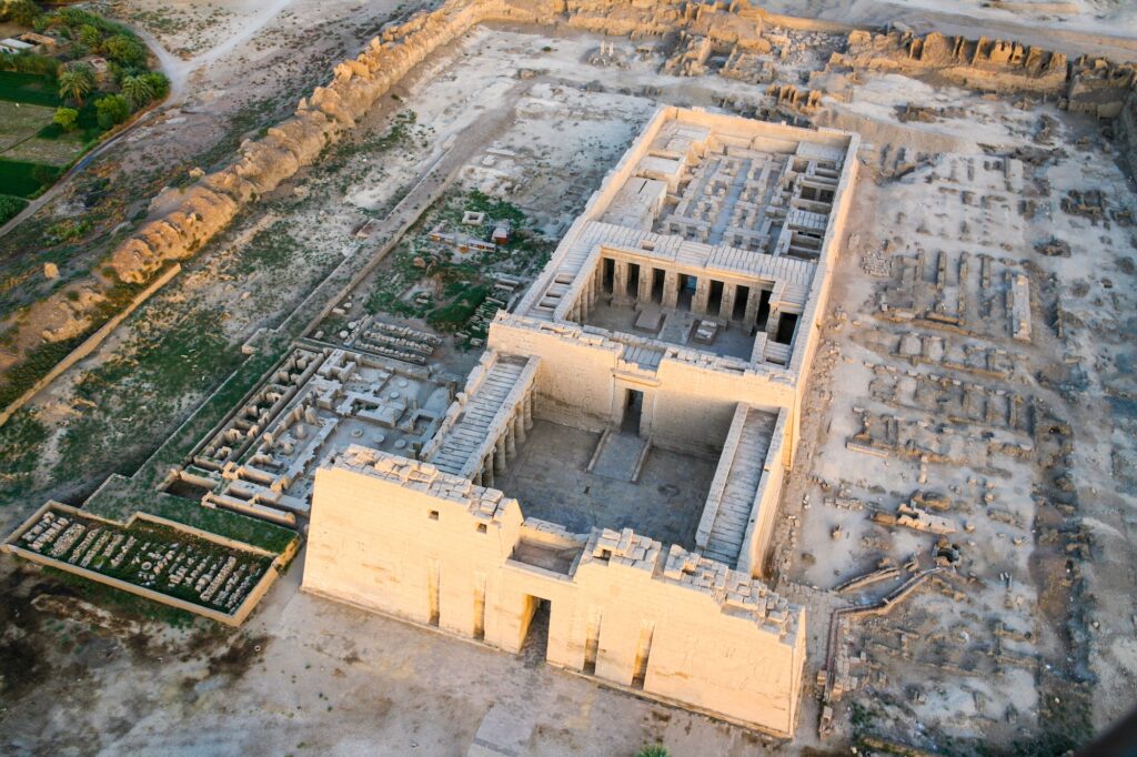 Aerial View of Ramesseum Temple in Luxor