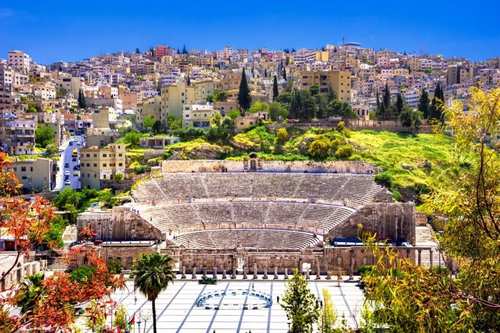 View of the Roman Theater and the city of Amman Jordan